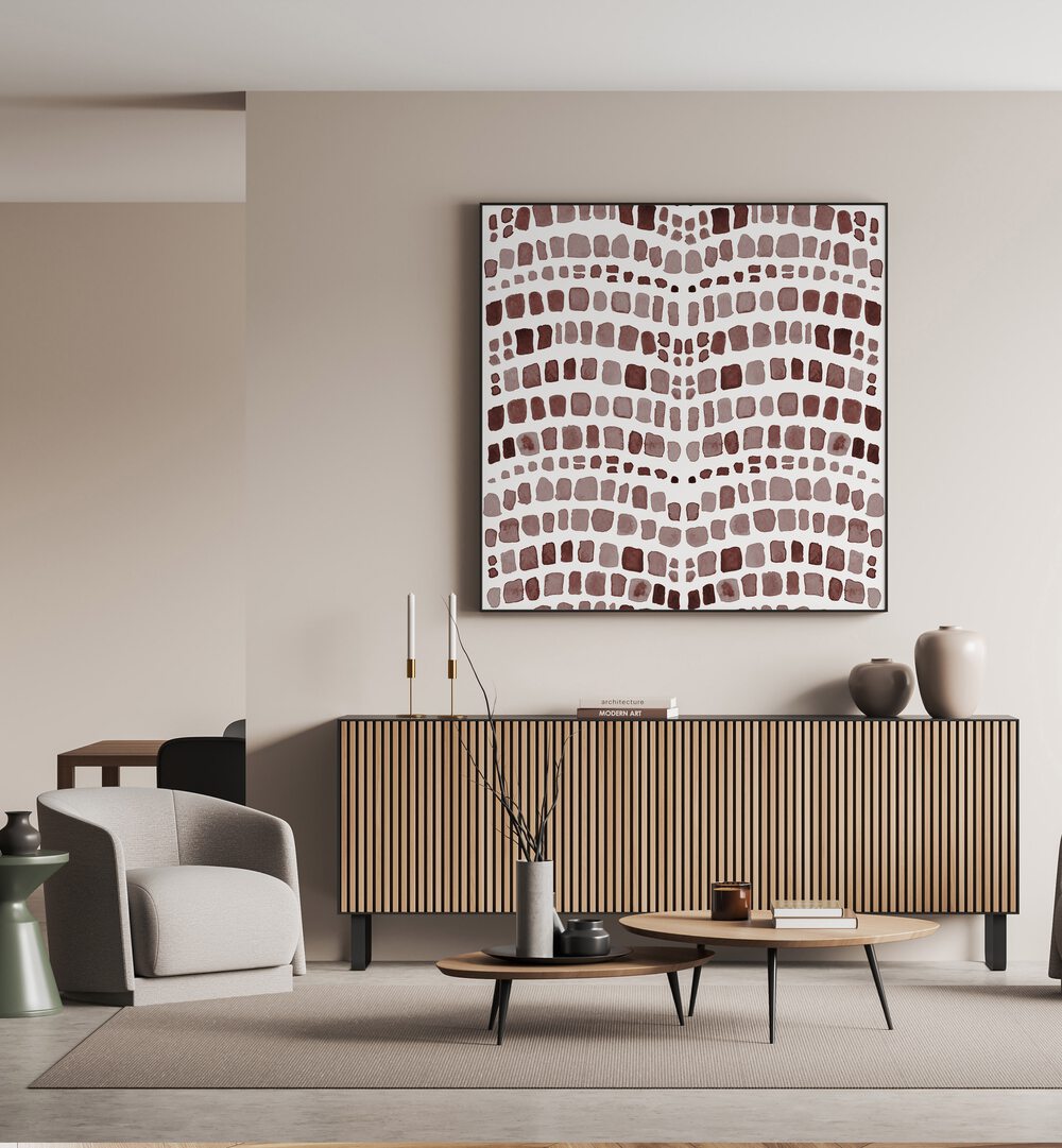 Stylish living room featuring ANIMAL PRINT VIII, ABSTRACT PAINTINGS, a bold and versatile decor piece.