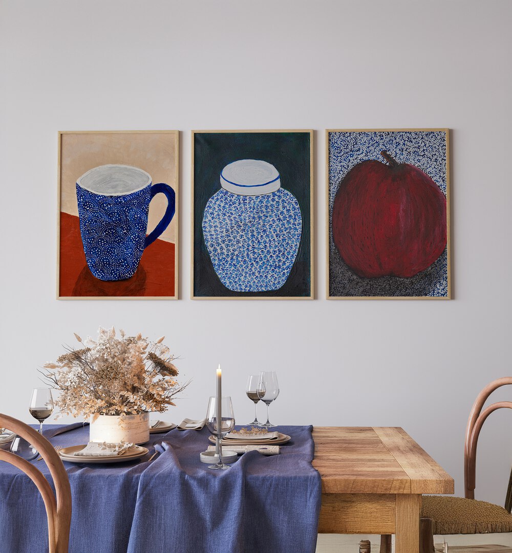 STILL LIFE ECHOES SET , SET OF 3 PAINTINGS