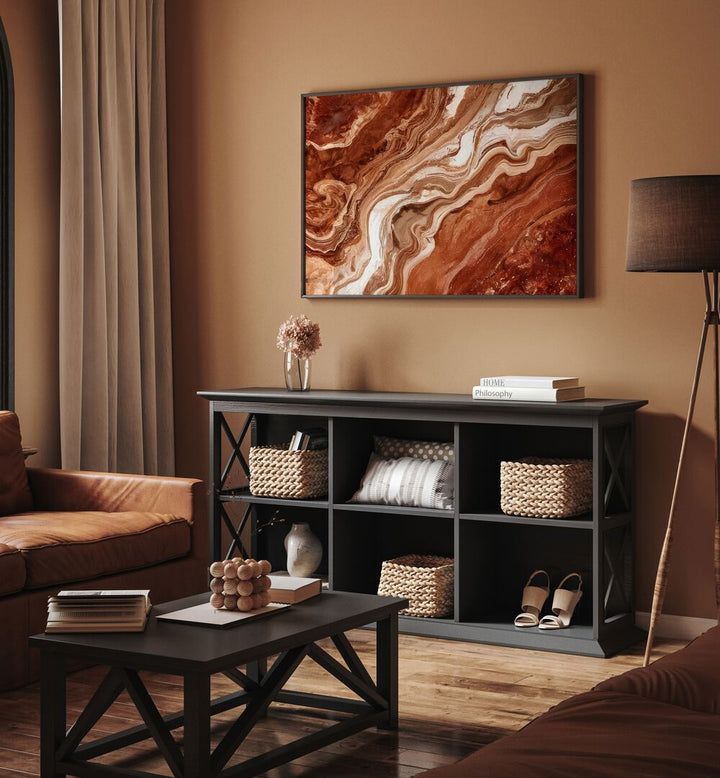 Abstract painting featuring patterns in rich earthy tones, ideal for enhancing your home decor collection.