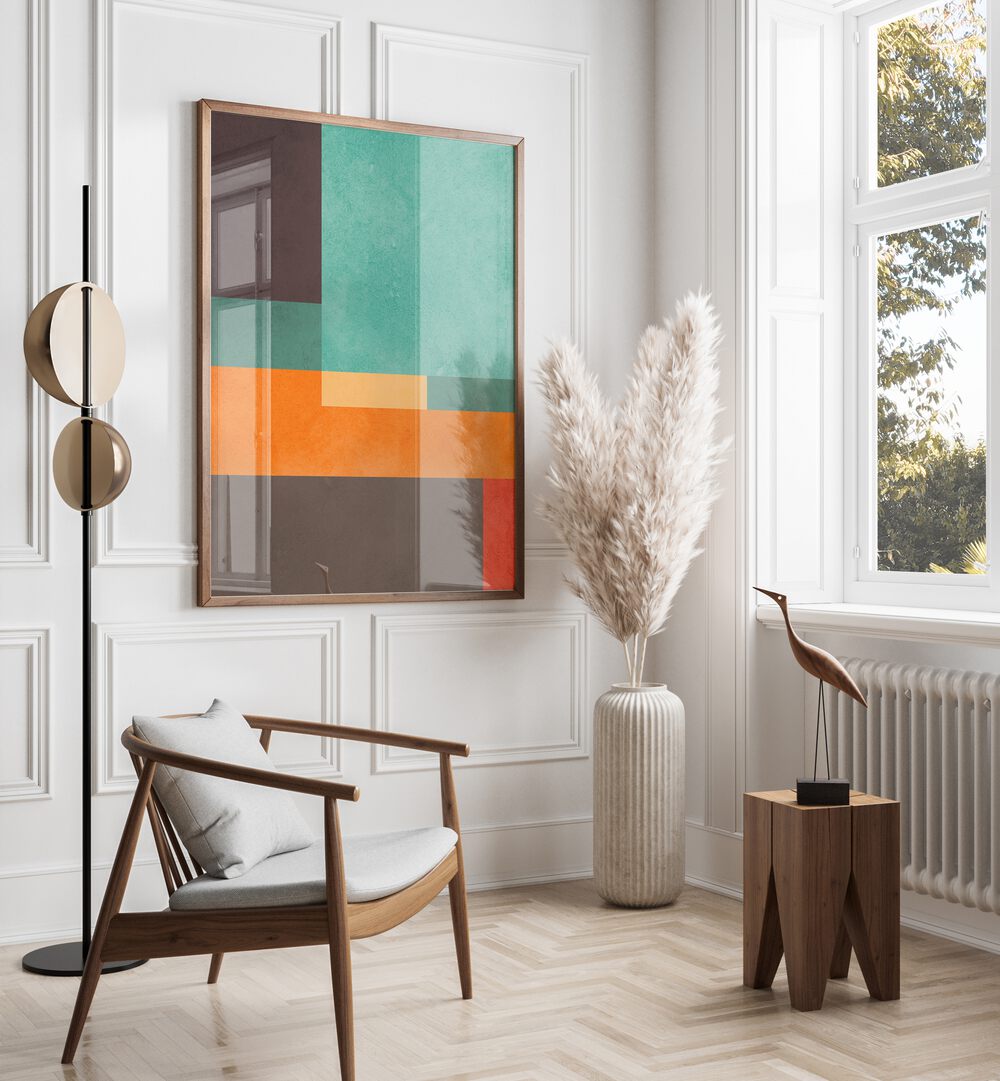 Vibrant COLORFUL COMPOSITION IV, GEOMETRIC ART PRINTS enhances any space with its unique shapes and vivid colors.