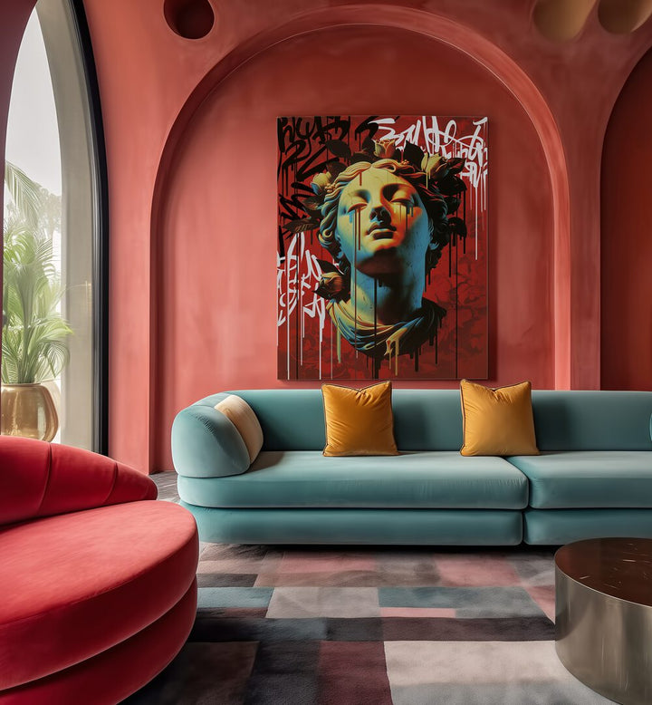 VANDAL ARIADNA, ALTERED ART PRINTS showcased in a modern living space with stylish decor by Dikhotomy.