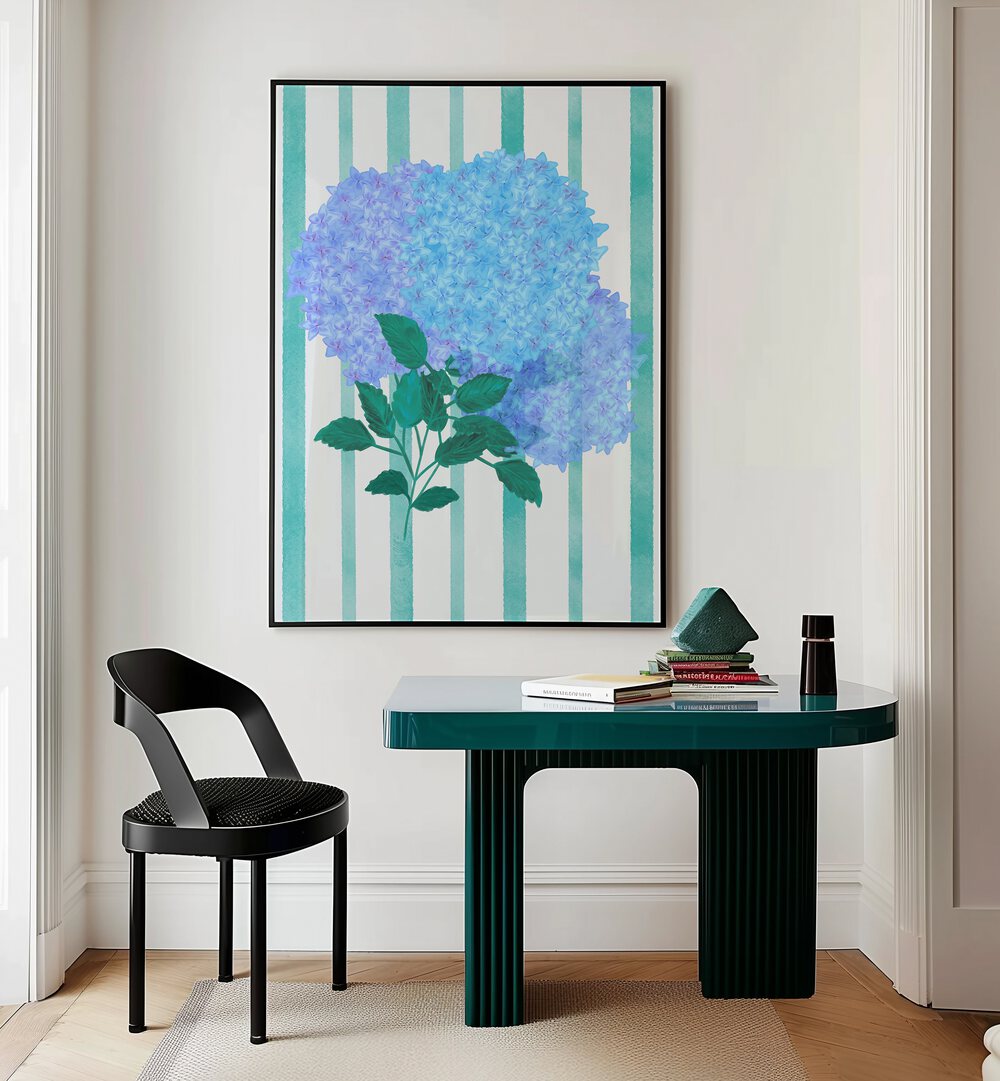 BLUE HYDRANGEA , FLORAL FLOWER PAINTINGS