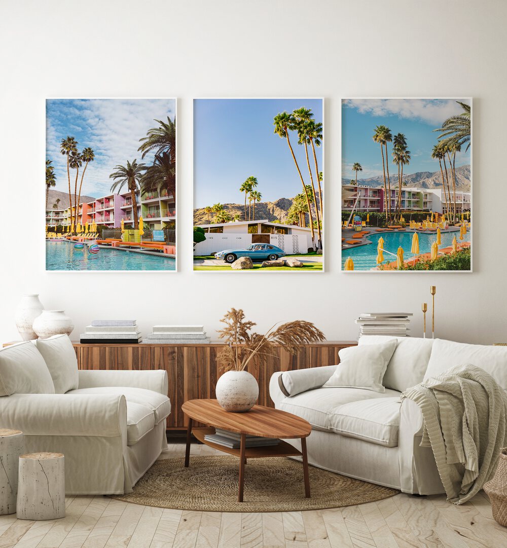 PALM SPRINGS PARADISE SET, SET OF 3 PAINTINGS