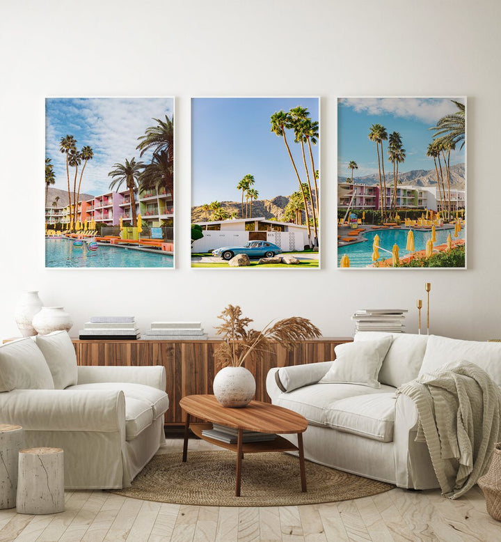 PALM SPRINGS PARADISE SET, SET OF 3 PAINTINGS