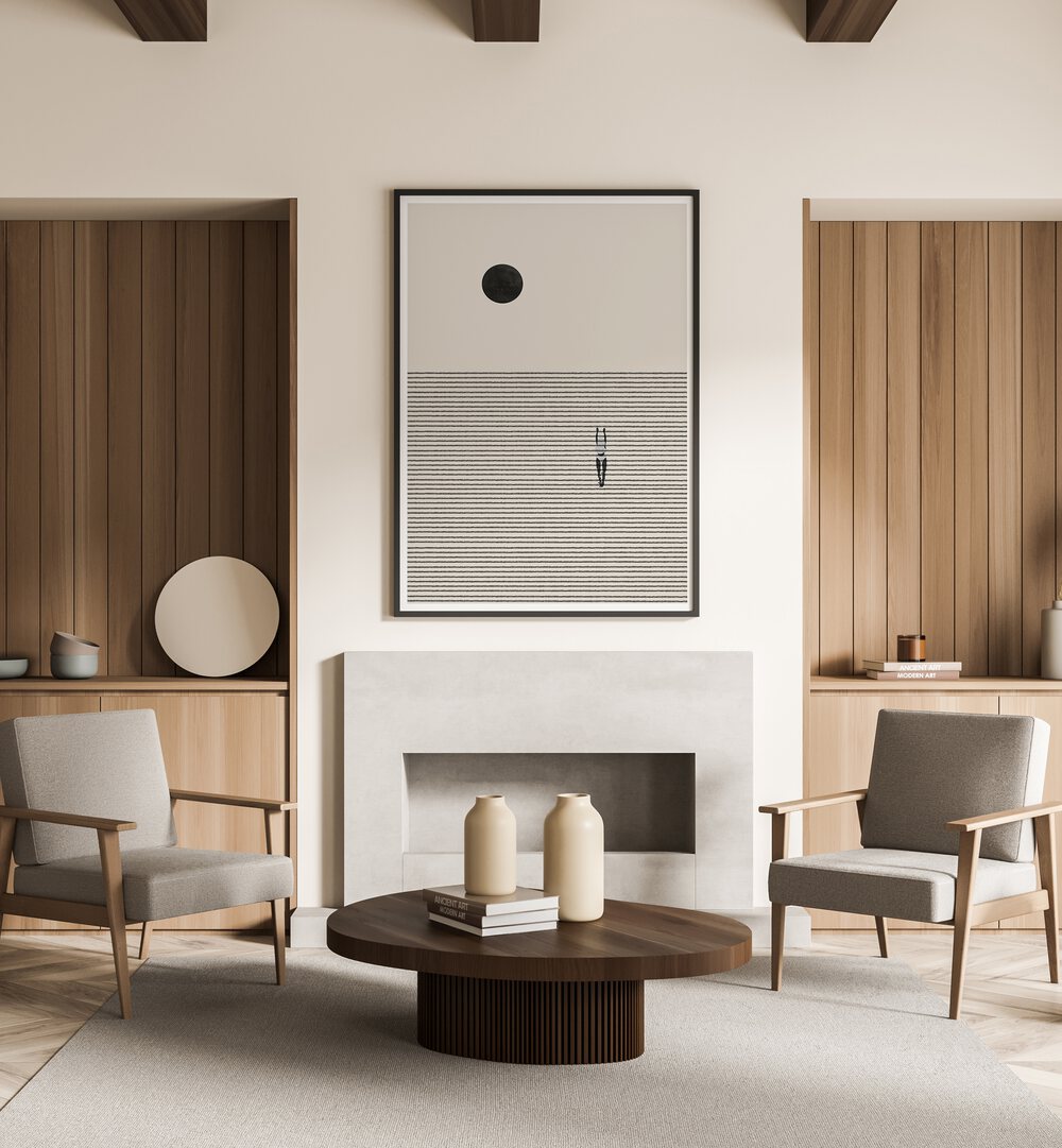 Stylish living room featuring NONCONFORMIST MOVE, BOHO ART PAINTINGS from MIUUS STUDIO, enhancing modern decor.