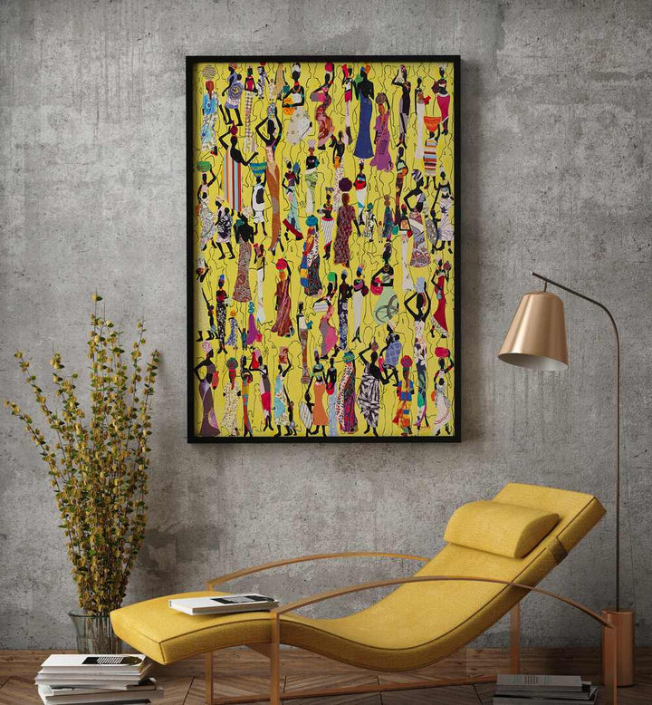 Colorful AFRICA, FASHION POSTERS showcasing vibrant designs in a stylish living room setting. Perfect for decor!