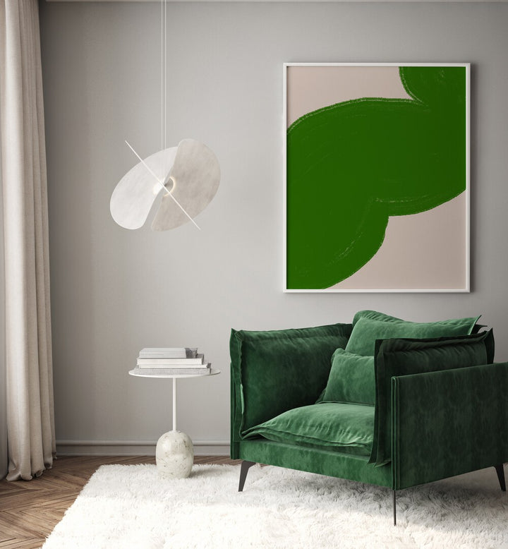 Transform your space with the GREEN SHAPE COMPOSITION, ABSTRACT PAINTINGS, adding tranquility and modern elegance.