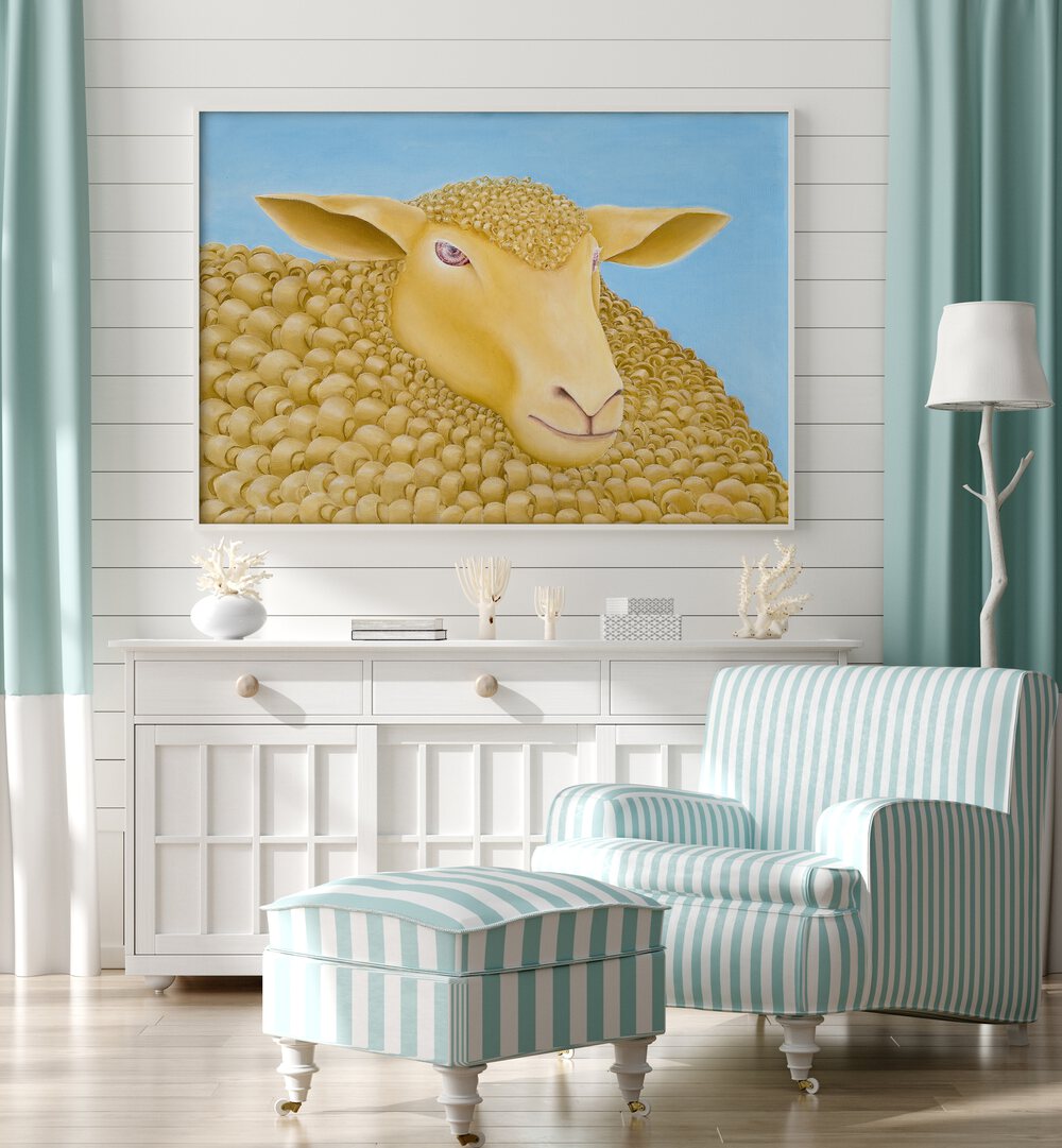 Woolly Mundane, Animal Paintings showcase a charming sheep artwork, perfect for any art lover's space.