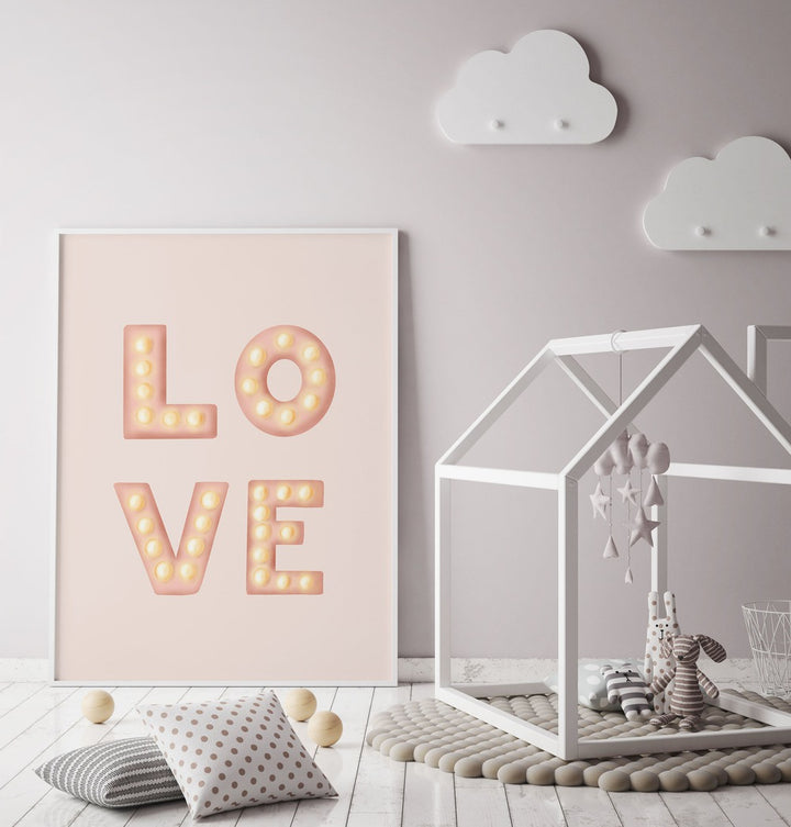 LOVE LIGHT LETTERS PINK , QUOTES AND TYPOGRAPHY POSTERS