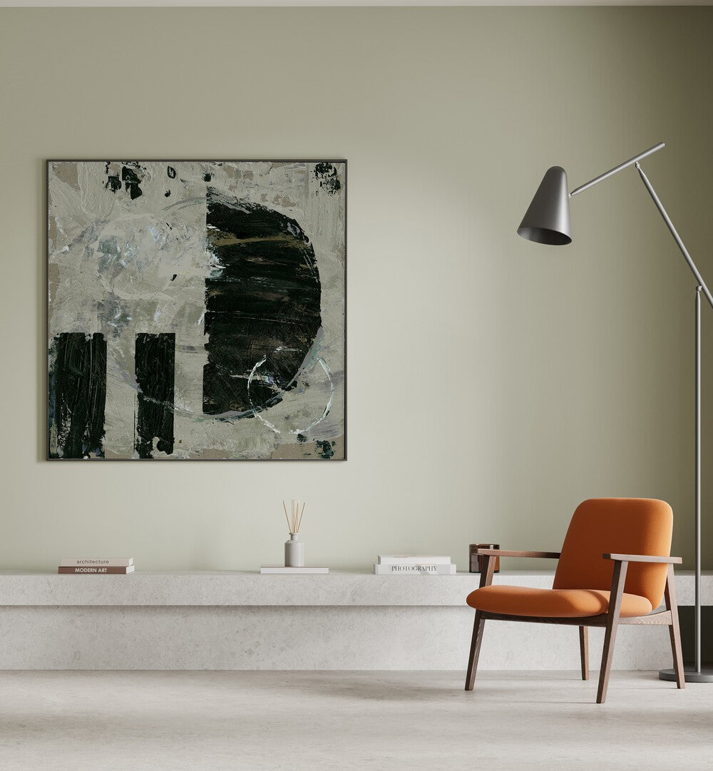 HALFMOON, ABSTRACT PAINTINGS adorn a stylish room, showcasing elegance and unique design for your collection.