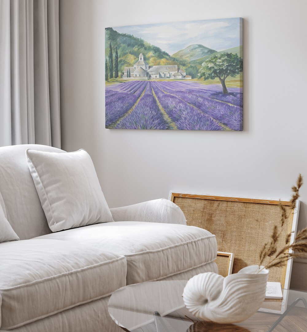 Tranquil Lavender Field Serenity, Landscape Paintings enhance your space with calming floral beauty. Perfect for any room.