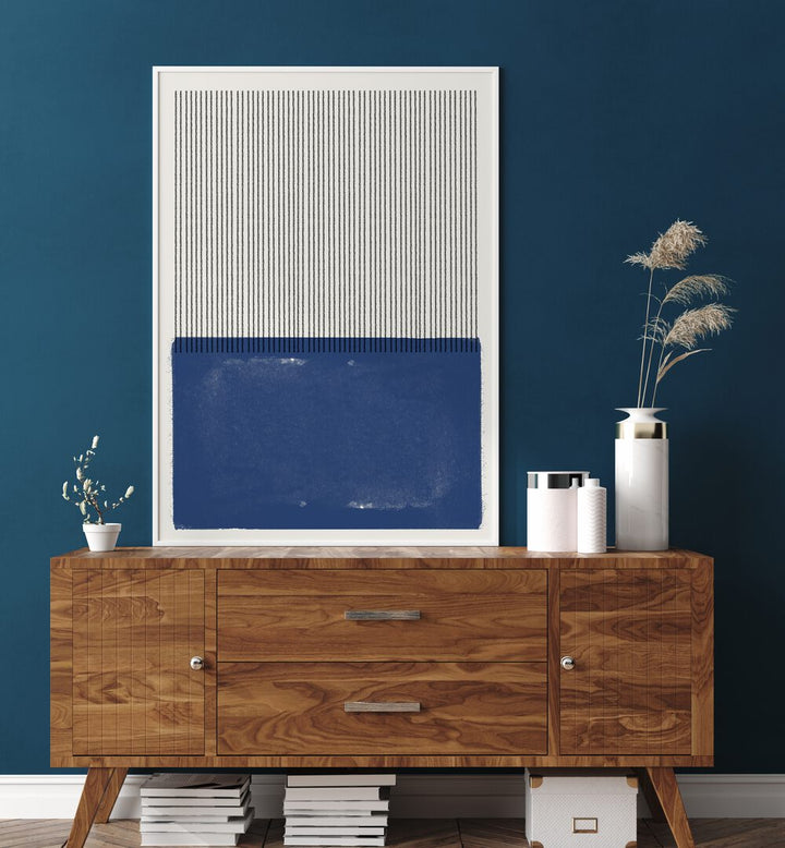 Stylish BLUE ABSTRCT, GEOMETRIC ART PRINTS from The Miuus Studio enhance modern living spaces with creativity.