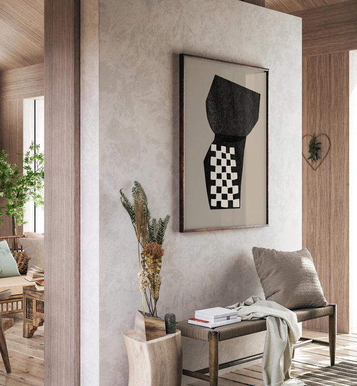 Stylish interior featuring MODERN BLOCK SHAPES II, ABSTRACT PAINTINGS to enhance contemporary home decor.