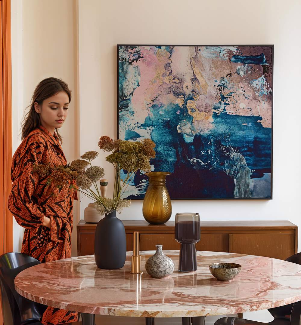 Enhance your space with COSMIC WHISPERS, ABSTRACT PAINTINGS, showcasing vibrant colors and creative designs.