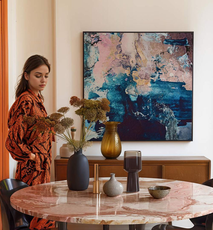 Enhance your space with COSMIC WHISPERS, ABSTRACT PAINTINGS, showcasing vibrant colors and creative designs.
