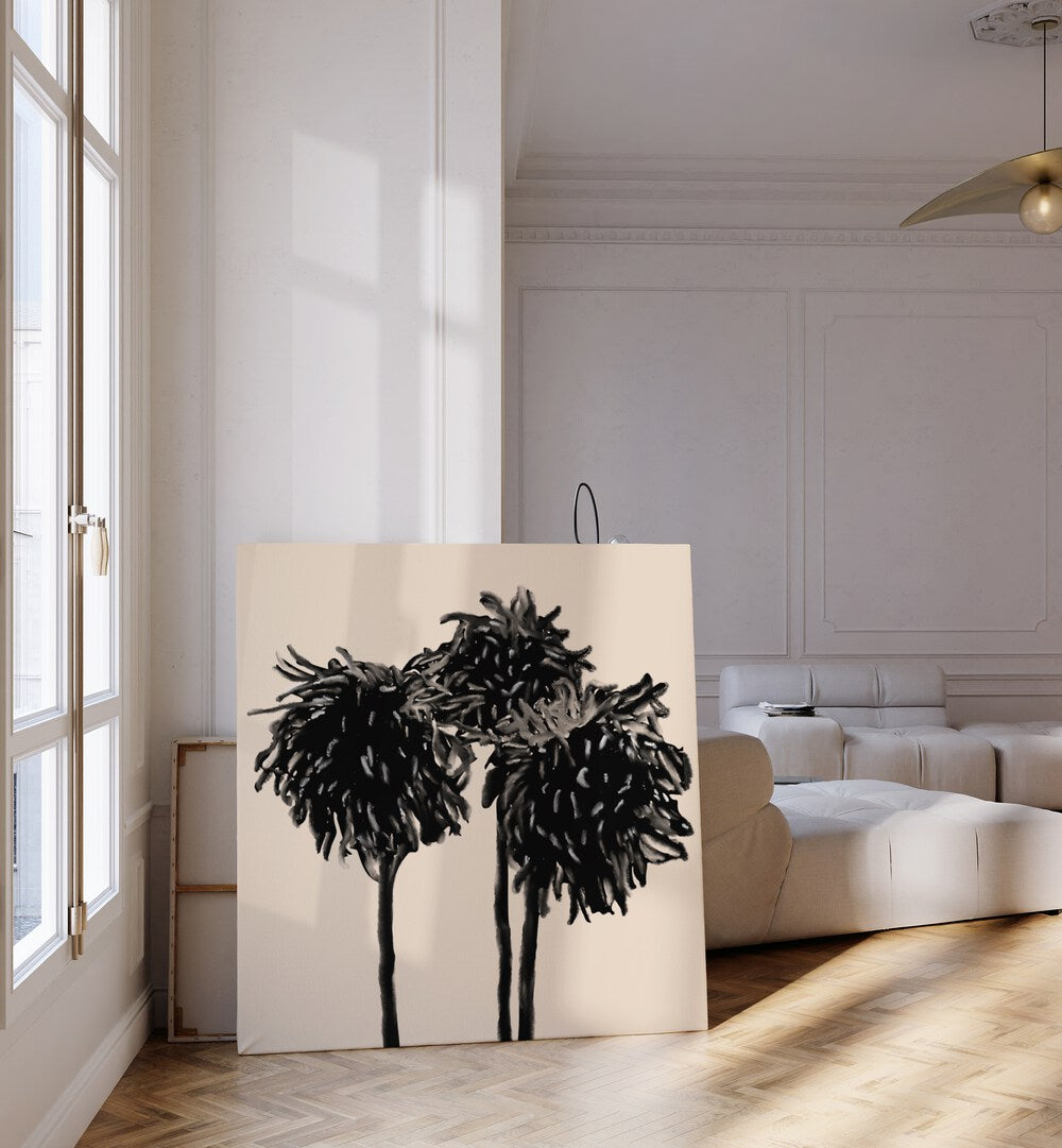Chrysanthemum Noir Floral Flower Paintings elegantly enhance any space with vibrant black floral artistry.