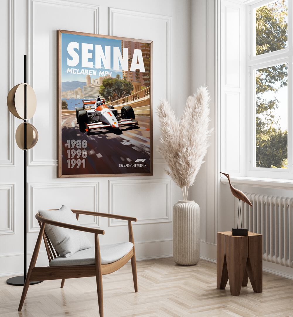 F1 - SENNA - MCLAREN MP4 , CAR POSTERS , AUTOMOTIVE WALL ART PRINTS