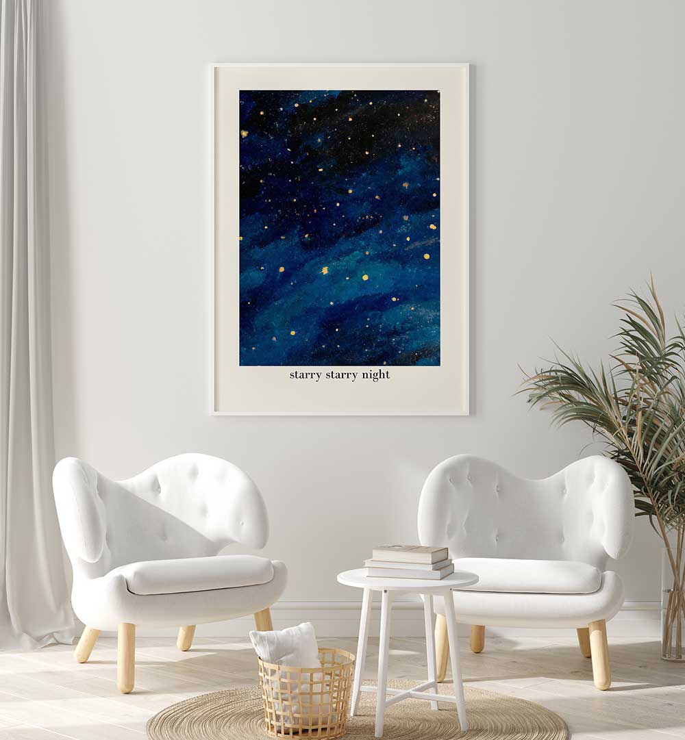 STARRY STARRY NIGHT , KIDS ROOM PAINTINGS featuring a magical starry sky artwork brightening a cozy children’s room.