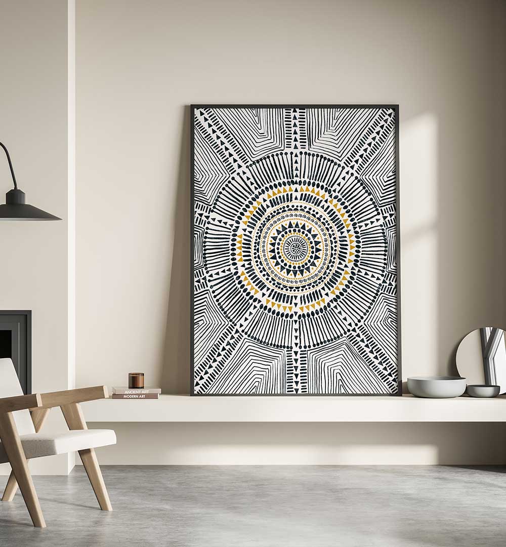 TRIBAL SUN II , PATTERN ART PRINTS