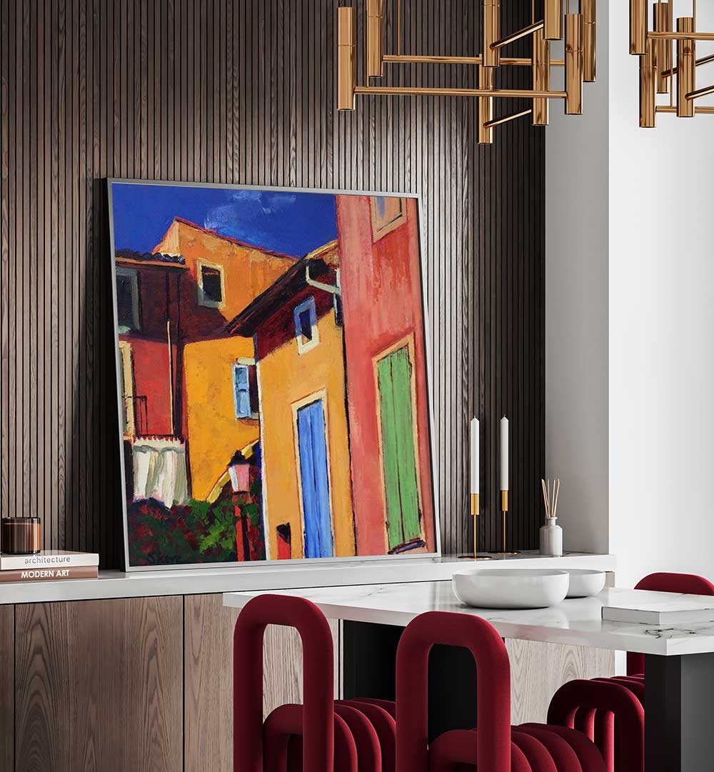 COLOURFUL HOUSES , LANDSCAPE PAINTINGS