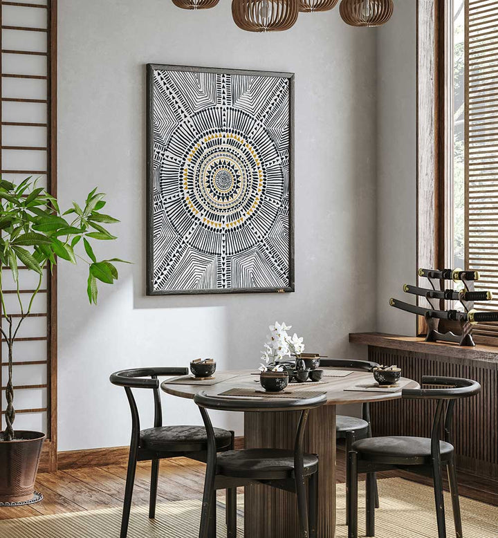 TRIBAL SUN II , PATTERN ART PRINTS