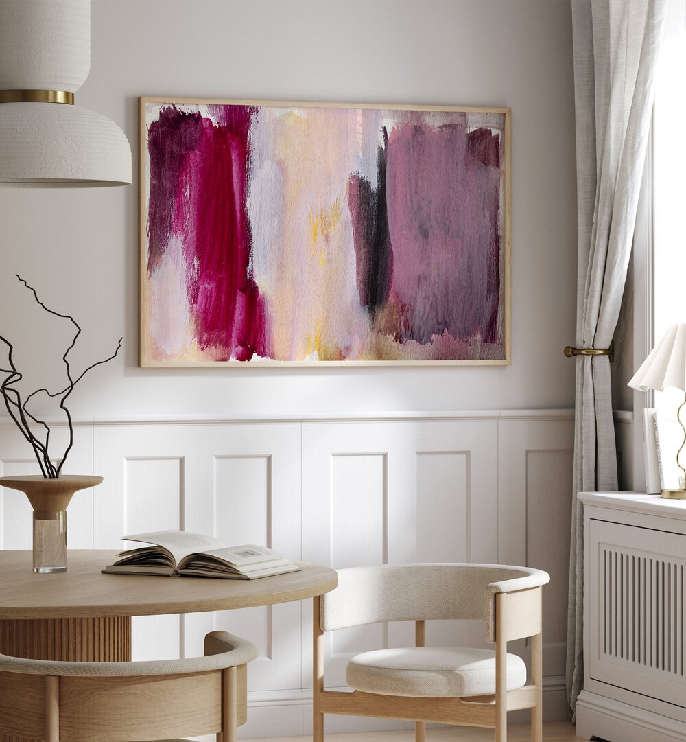 Stylish interior featuring MARVELOUS, ABSTRACT PAINTINGS in vibrant colors, perfect for modern decor.
