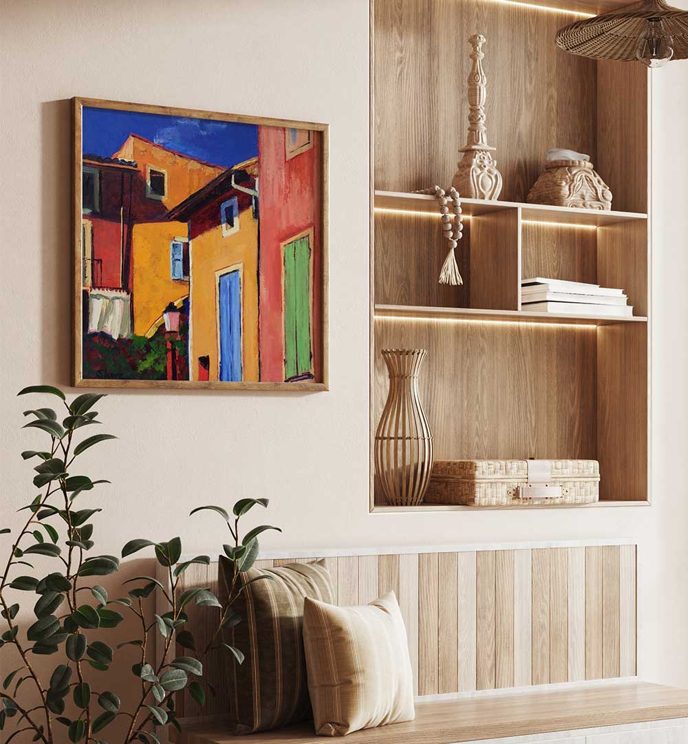 COLOURFUL HOUSES , LANDSCAPE PAINTINGS