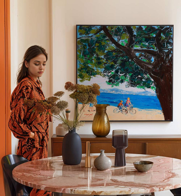 Stylish décor featuring "ON VACATION, BEACH PAINTINGS" enhances your home with vibrant coastal charm.