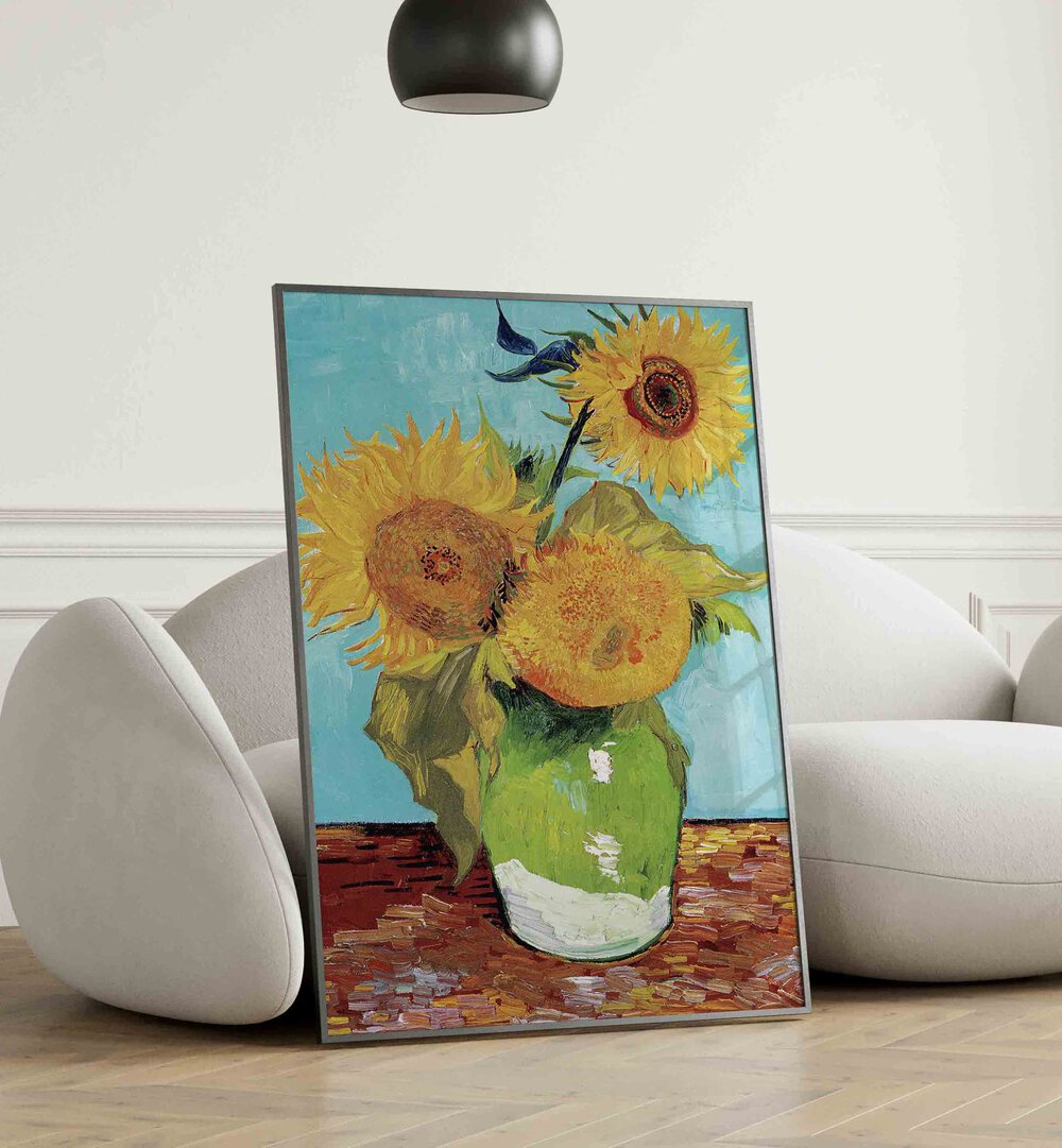 VINCENT VAN GOGH'S VASE WITH THREE SUNFLOWERS (1888), VINTAGE PAINTINGS