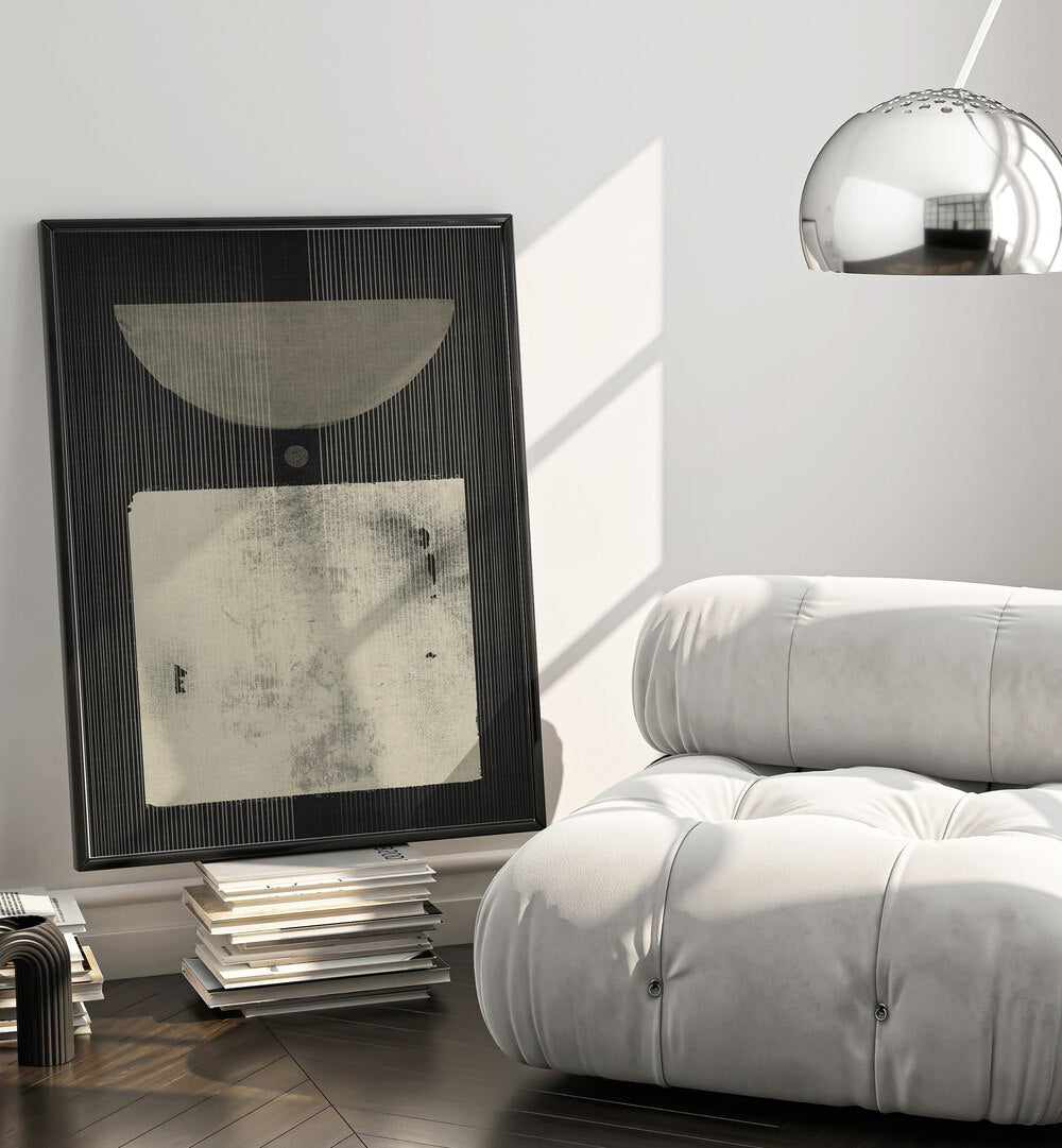 Stylish living room featuring THE ABSTRACT FASHIONISTA, GEOMETRIC ART PRINTS, perfect for modern decor lovers.