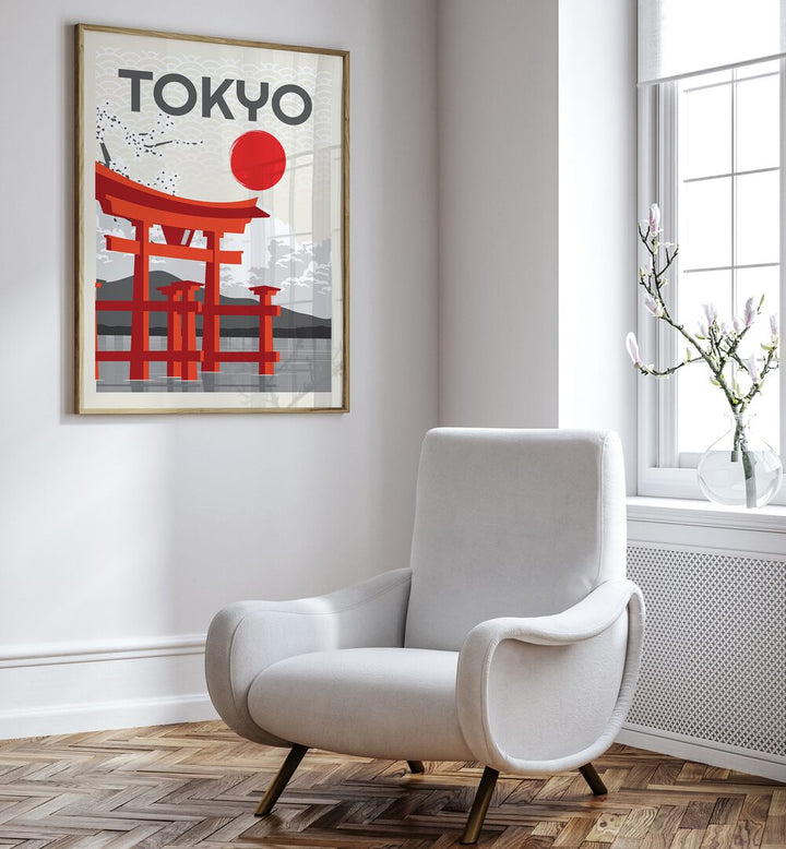 Vibrant TOKYO SUN, JAPANESE PAINTINGS showcasing iconic architecture, bringing Tokyo's energy to your space.