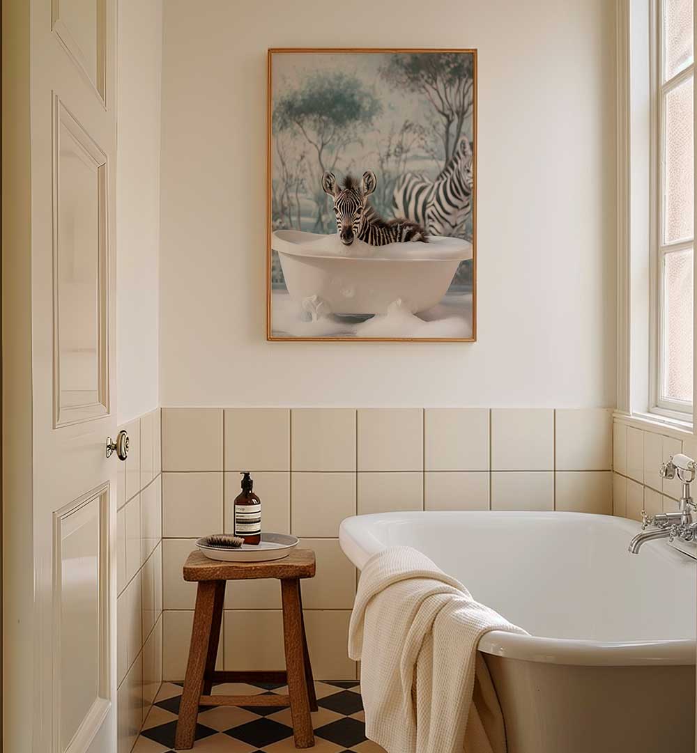 STRIPED BUBBLE JOY , BATHROOM ART PRINTS