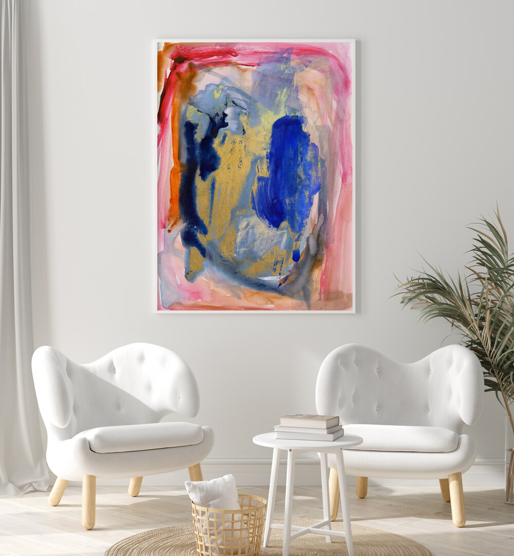 Vibrant PASSION I, ABSTRACT PAINTINGS displayed in a modern living space with stylish furniture and decor.