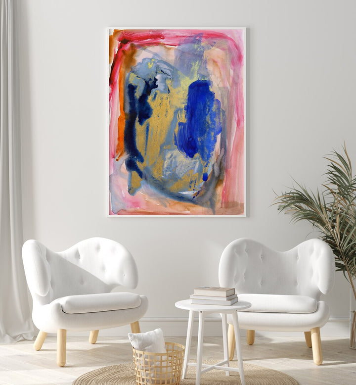 Vibrant PASSION I, ABSTRACT PAINTINGS displayed in a modern living space with stylish furniture and decor.