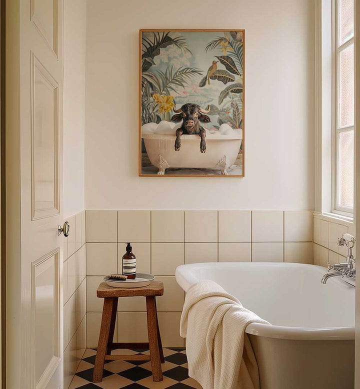 TROPICAL BUFFALO BATH , BATHROOM ART PRINTS