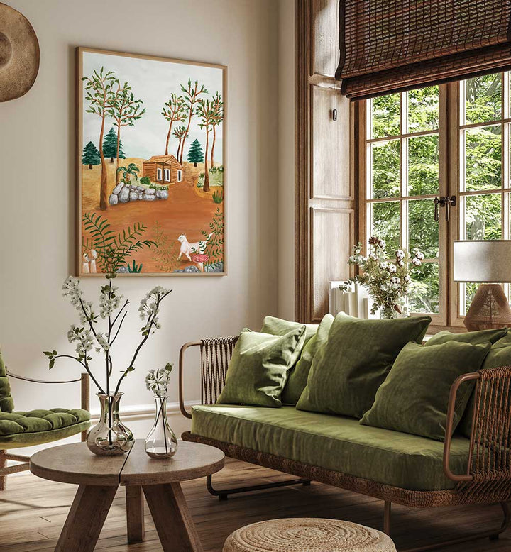 CABIN IN THE WOODS , LANDSCAPE PAINTINGS