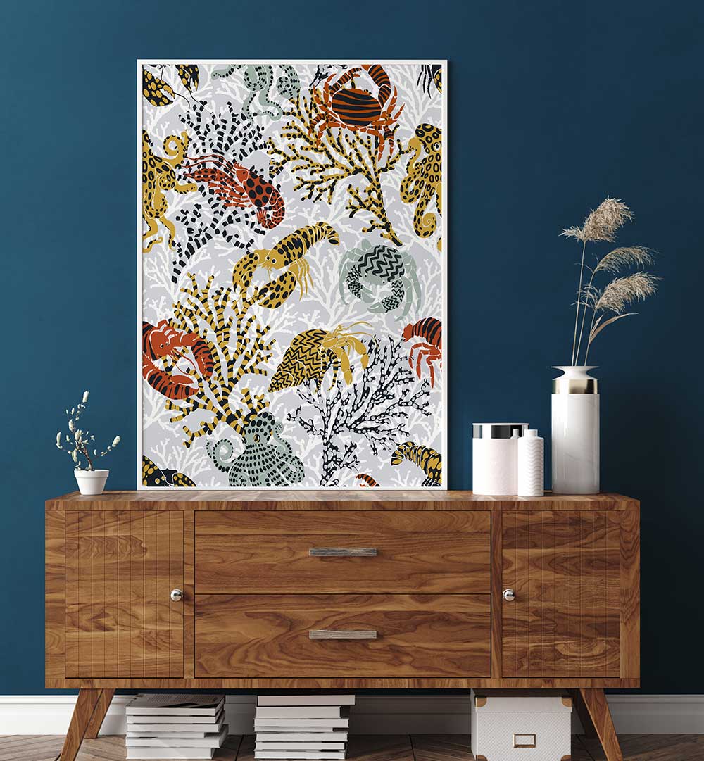Vibrant Coral Reef, Beach Paintings add a coastal charm with colorful coral and sea life, perfect for any space.