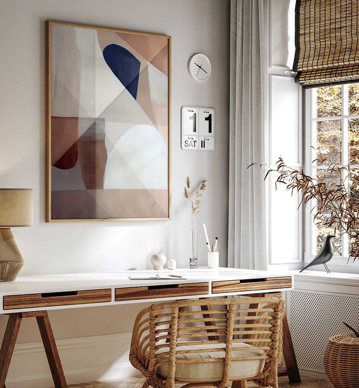 Stylish home office featuring ABSTRACT COPPER I, ABSTRACT PAINTINGS, blending warm copper tones and modern design.