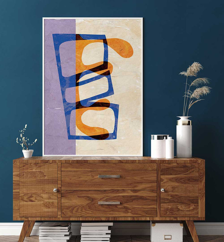 CUT OUT BLUE & ORANGE , ABSTRACT PAINTINGS