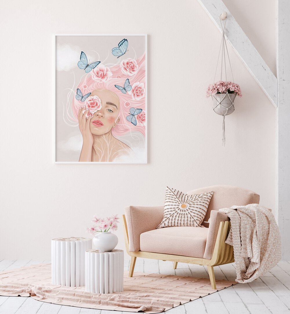 FLOURISHING MIND, PORTRAITS showcases a vibrant illustration celebrating women's strength and beauty in modern decor.