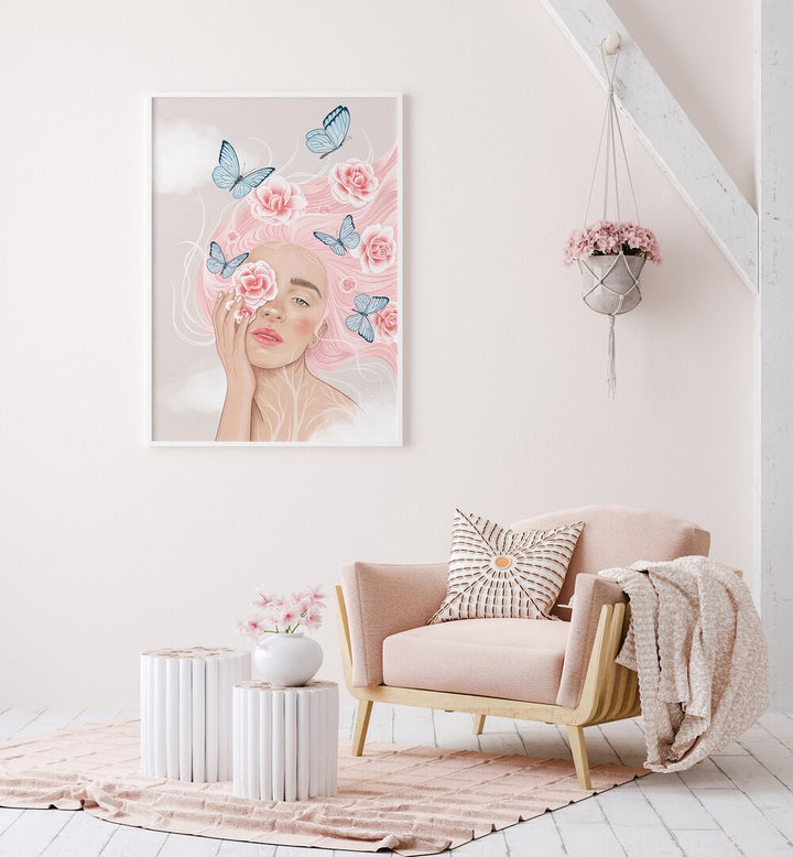 FLOURISHING MIND, PORTRAITS showcases a vibrant illustration celebrating women's strength and beauty in modern decor.