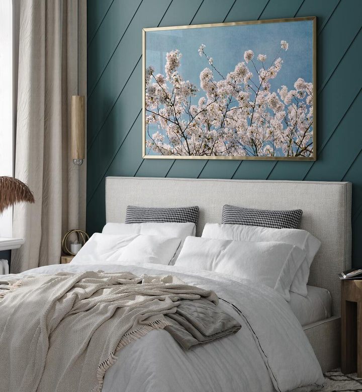Stunning BLUE SKY BLOSSOMS, FLORAL FLOWER PAINTINGS enhance your home with vibrant blooms against a serene blue backdrop.