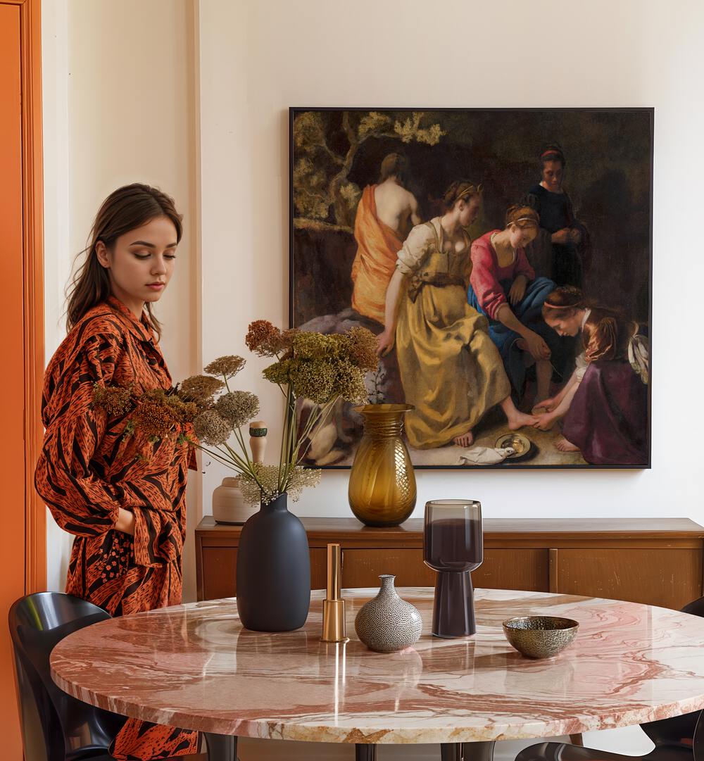 DIANA AND HER NYMPHS , VINTAGE PAINTINGS