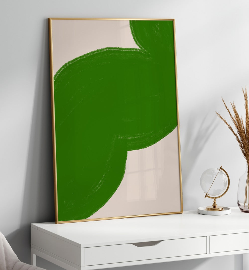 Stunning GREEN SHAPE COMPOSITION, ABSTRACT PAINTINGS enriches your space with modern elegance and tranquility.