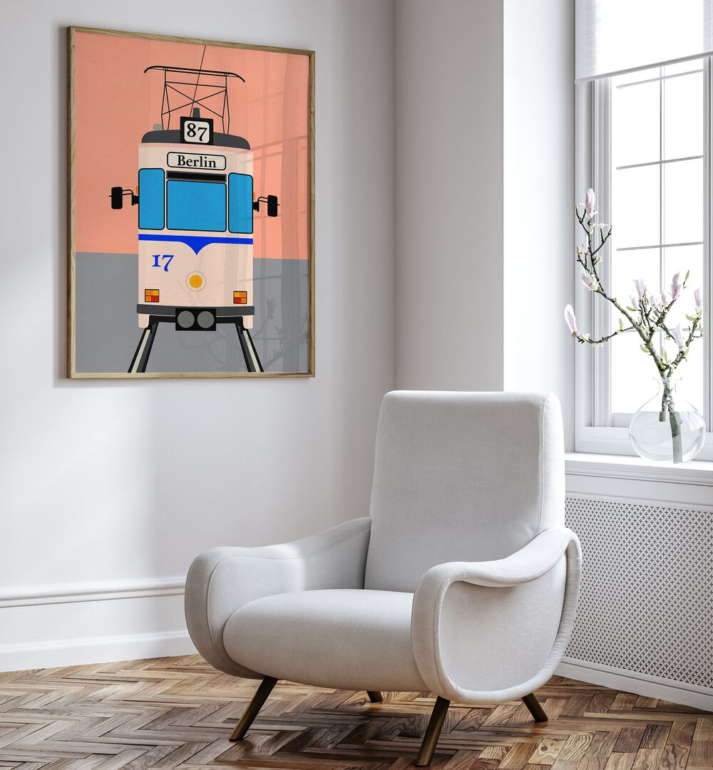 Colorful BERLIN TRAM, CAR POSTERS add urban charm to any space, capturing Berlin's iconic transport nostalgia.