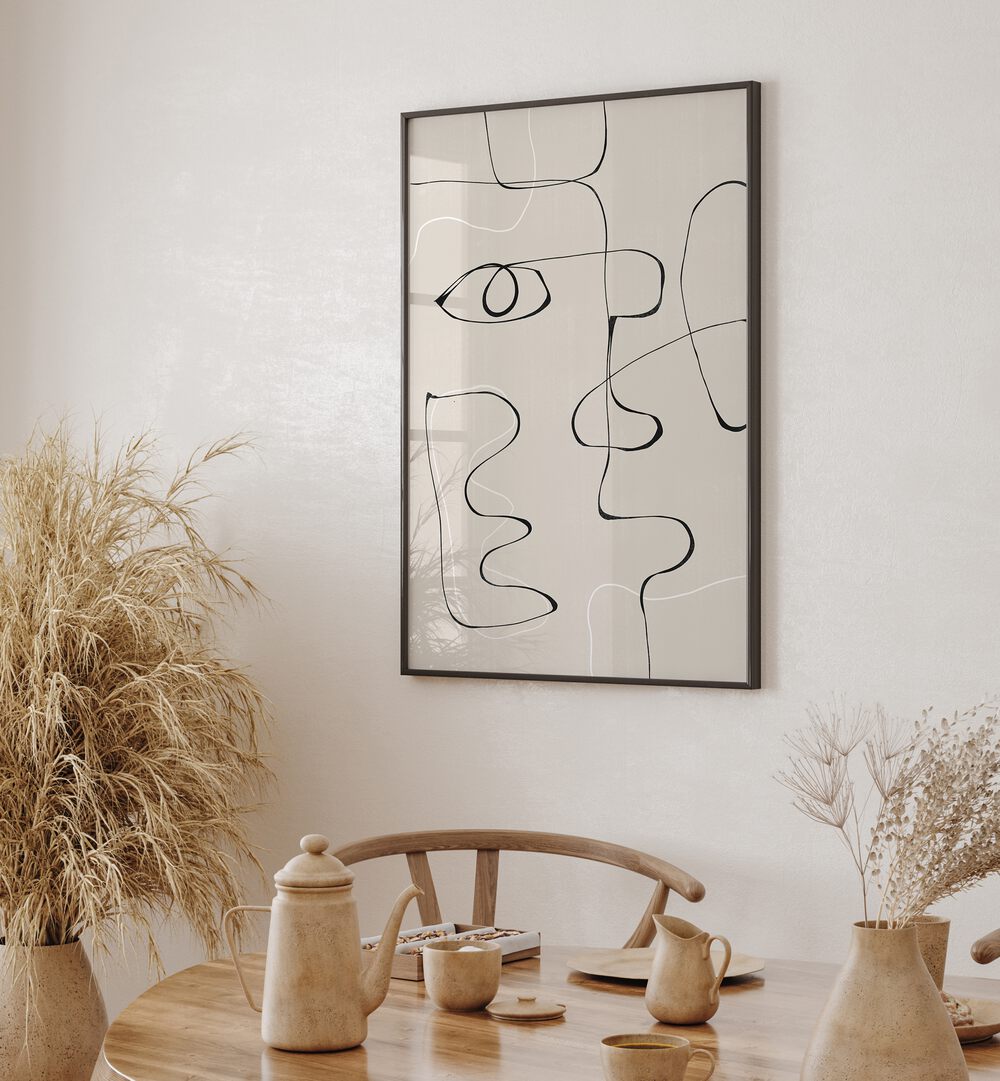 Stylish ABSTRACT FACE NO II, LINE ART PAINTINGS elevating modern home decor with captivating simplicity.