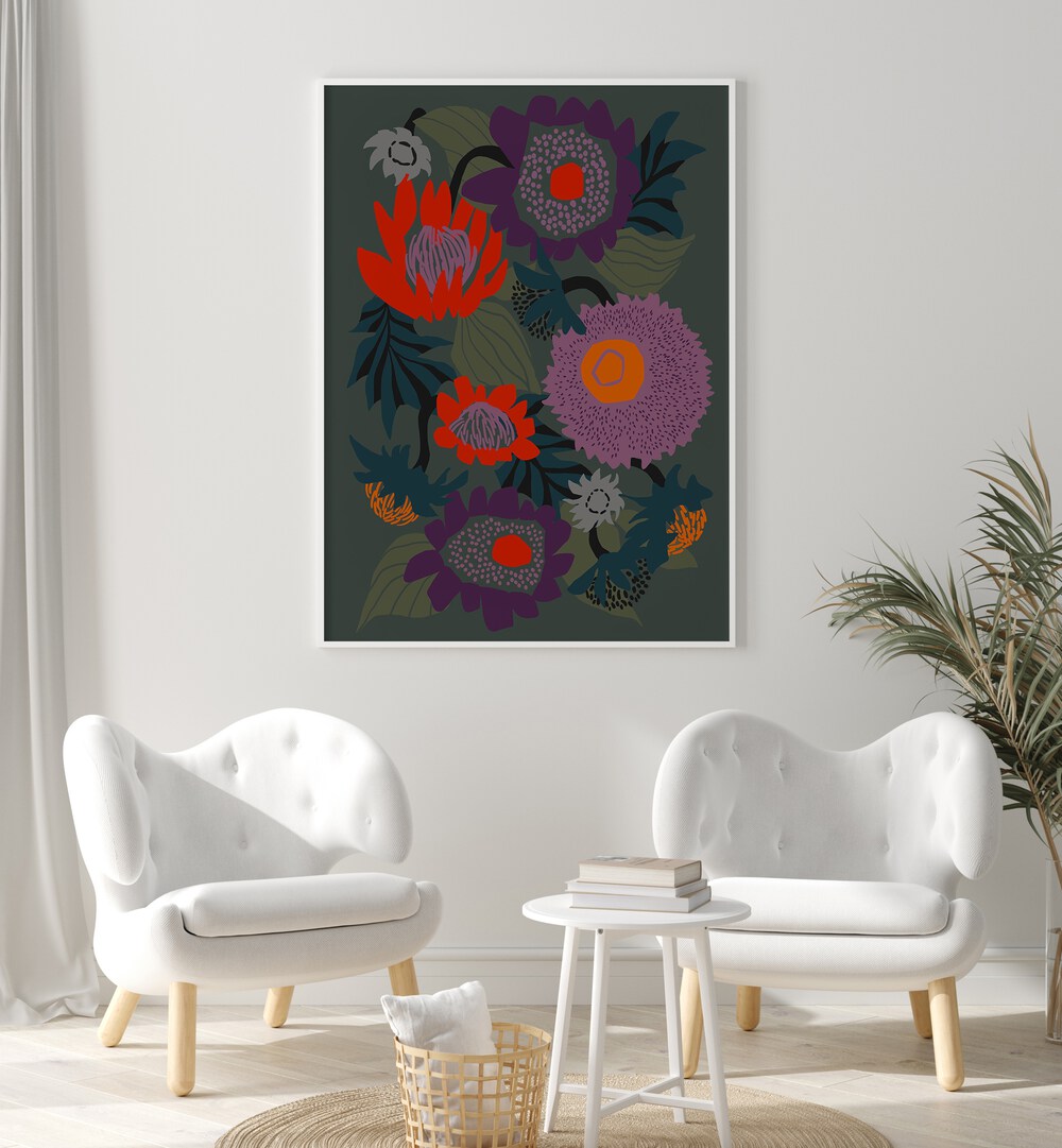 Vibrant FLORAL RHYTHM IV, FLORAL FLOWER PAINTINGS enhancing modern decor with stunning floral artistry.