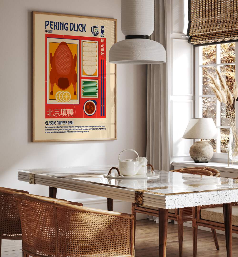 Elevate your space with PECKING DUCK, BAR & CAFE ART, showcasing a playful duck design for a charming ambiance.