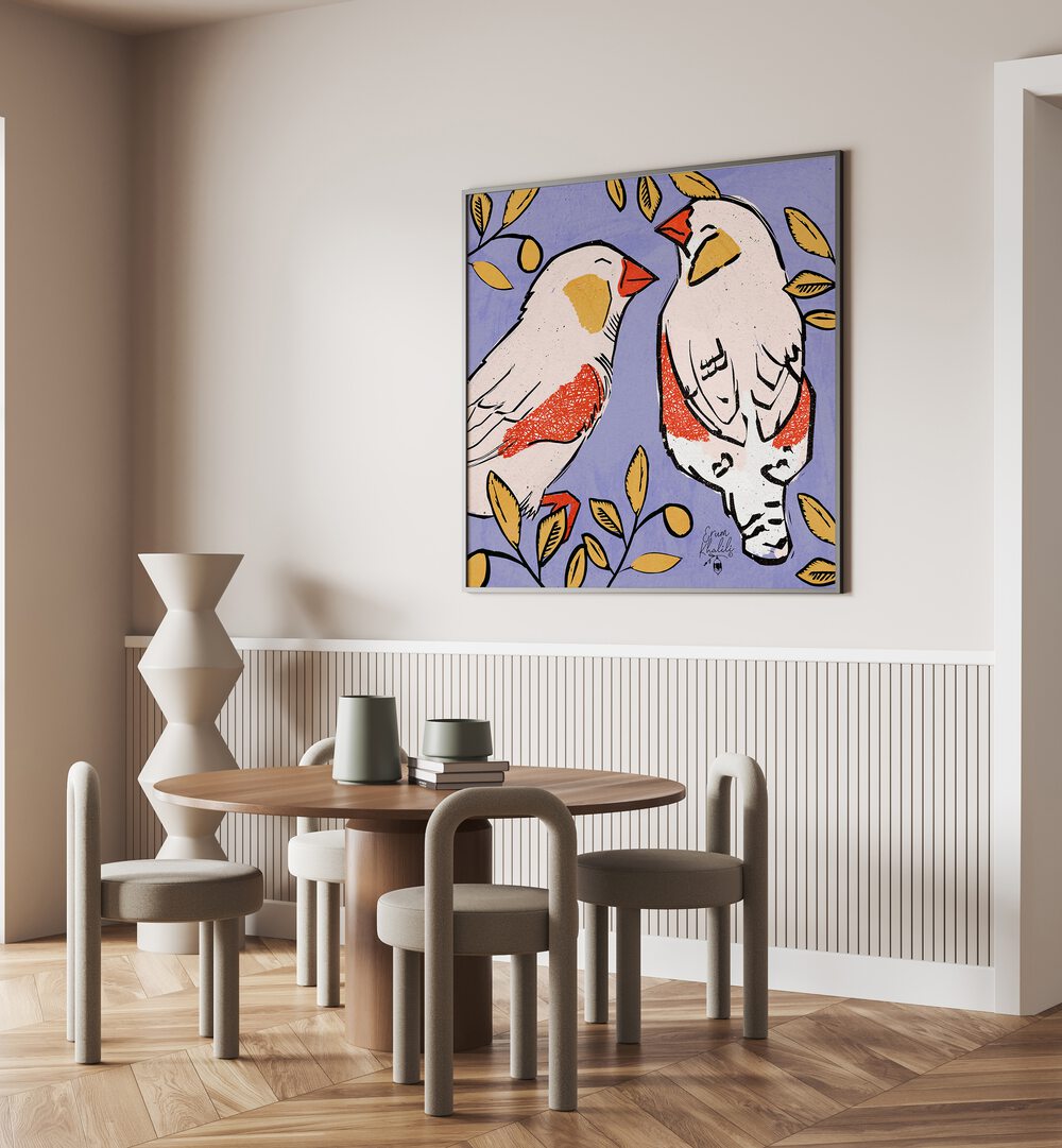 Finch Love Birds, vibrant animal painting, enhances your space with nature's beauty. Perfect for art lovers!