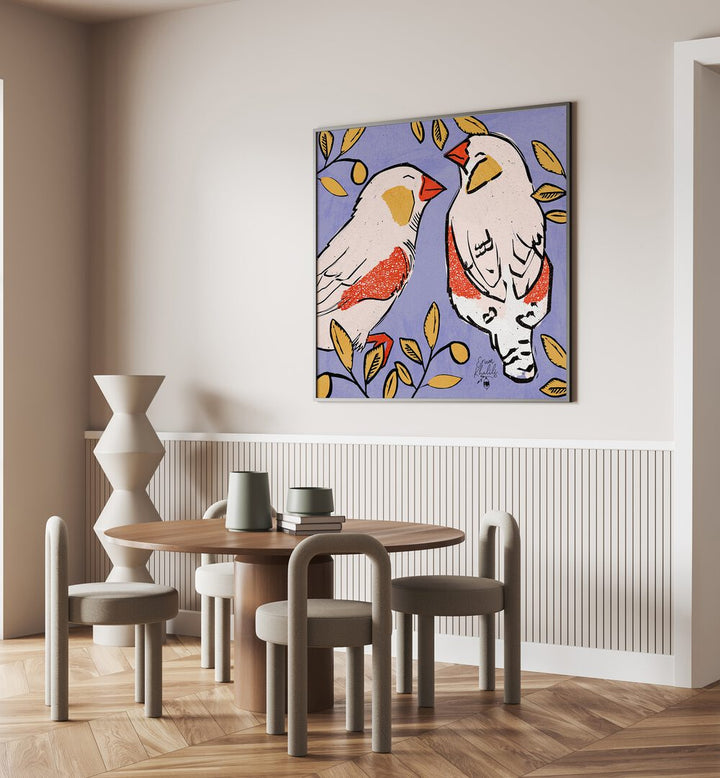 Finch Love Birds, vibrant animal painting, enhances your space with nature's beauty. Perfect for art lovers!